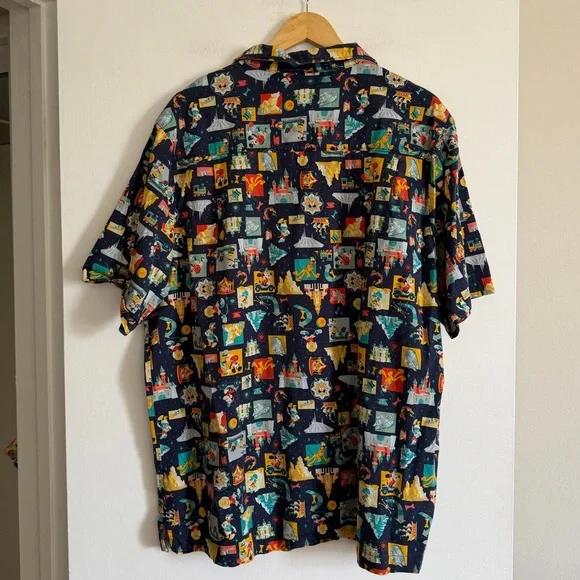 Disney Parks Disneyland Mickey Mouse Park Attractions Button Down Top size XL - Picture 2 of 7